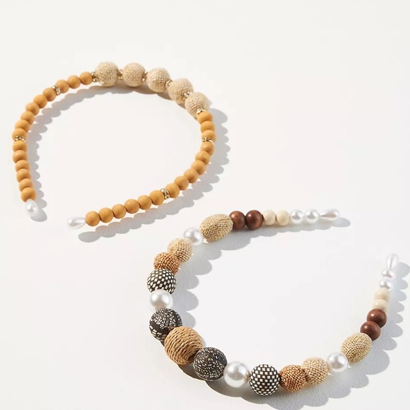 Anthropologie Accessories - Anthropologie crochet ball headband set new with tags x 2 piece one size
